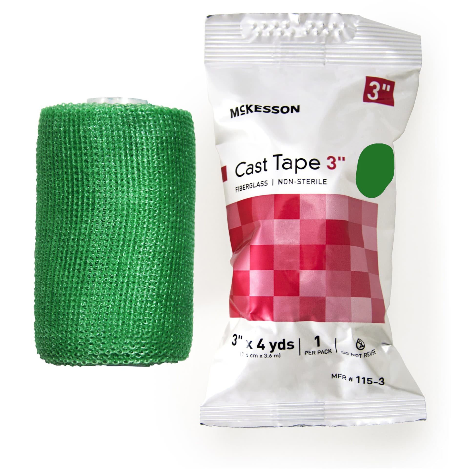 Mckesson Cast Tape, Green, 3 Inch x 12 Foot, Fiberglass - Box of 10 - Image 1