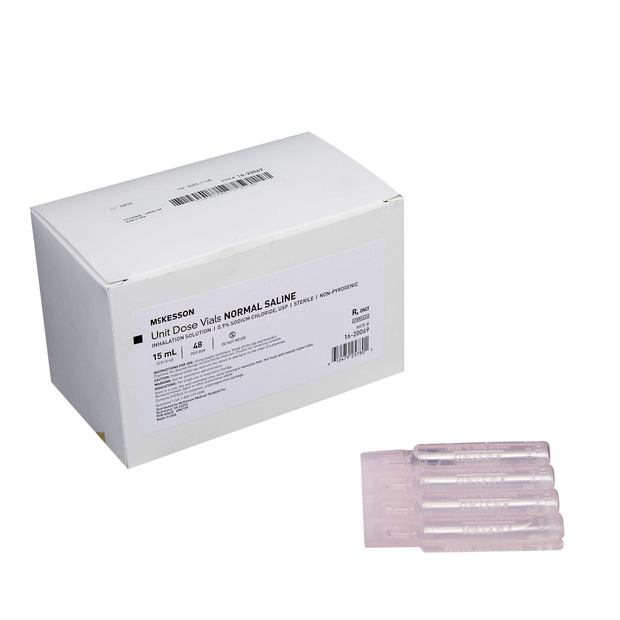 McKesson Normal Saline Unit Dose Vial, 15ml - Box of 48 - Image 1