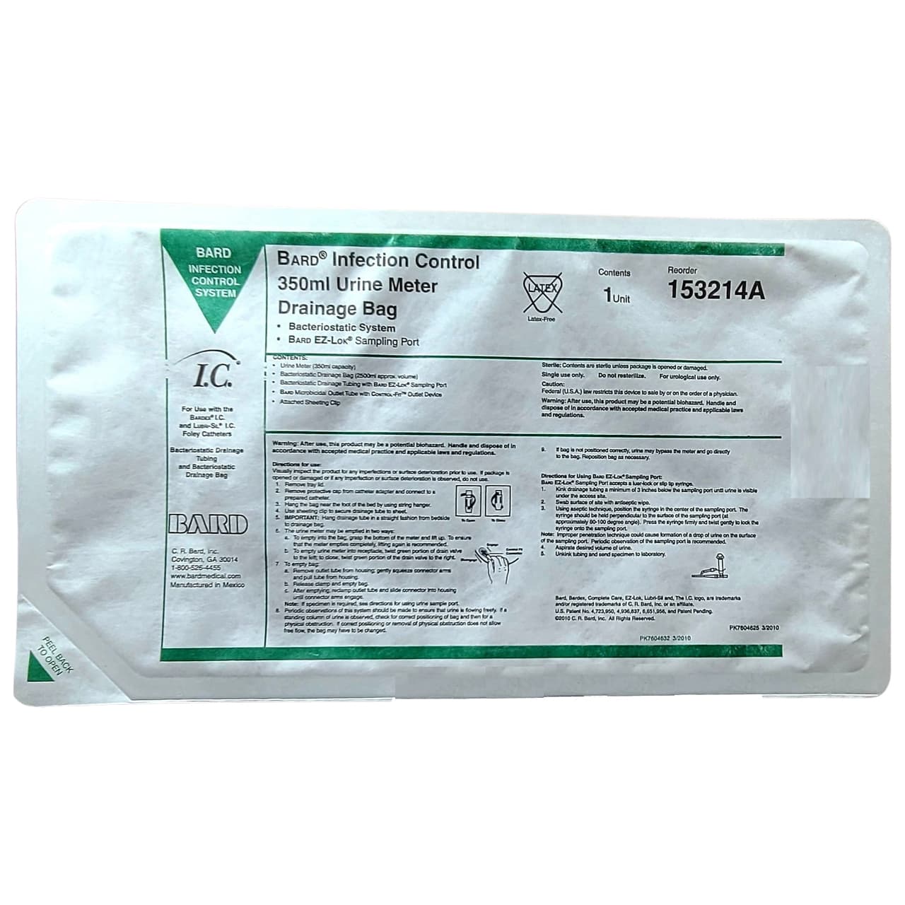 Bard IC Silver Coated Bacteriostatic Urinary Meter Bag - Image 2