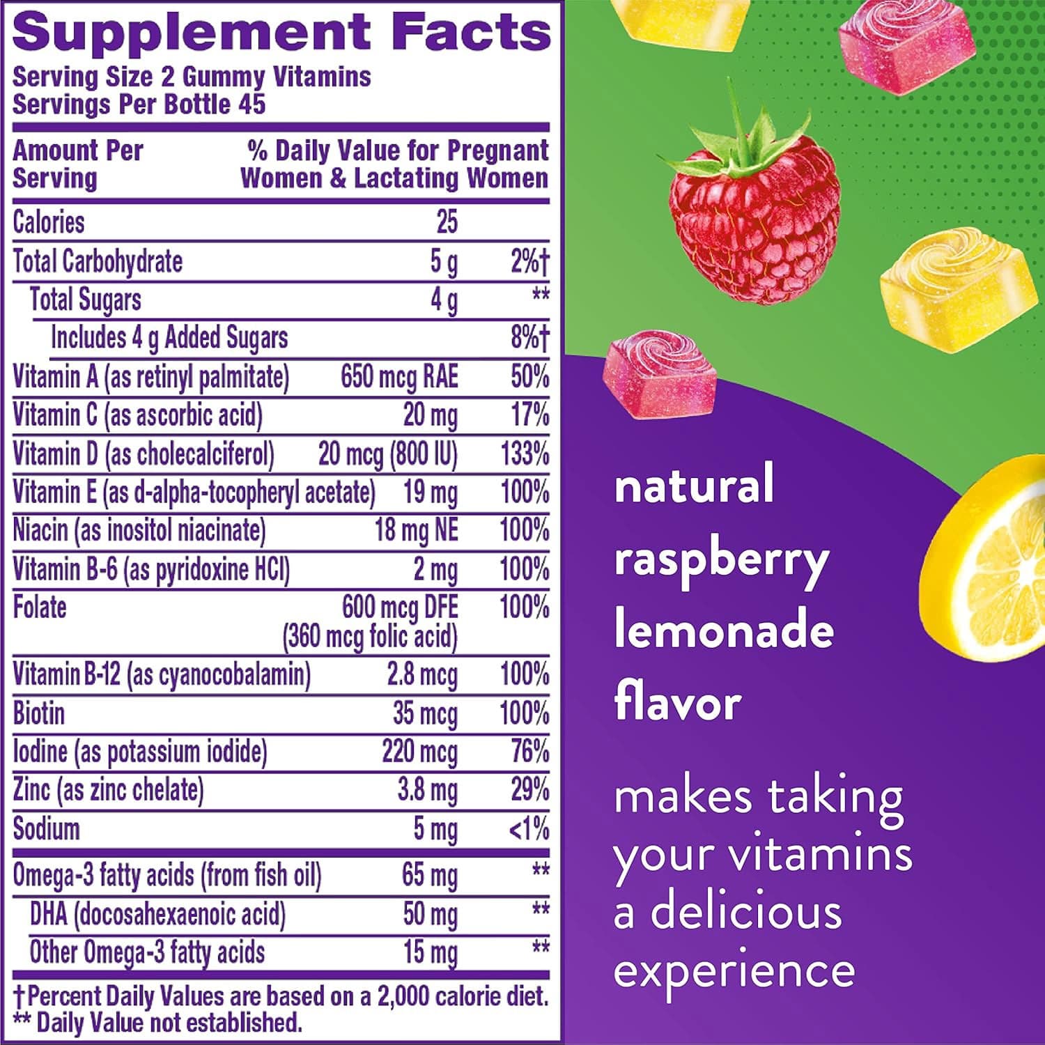 Vitafusion PreNatal Gummy Vitamins, Raspberry Lemonade Flavored, 90 Count - Each - Image 2