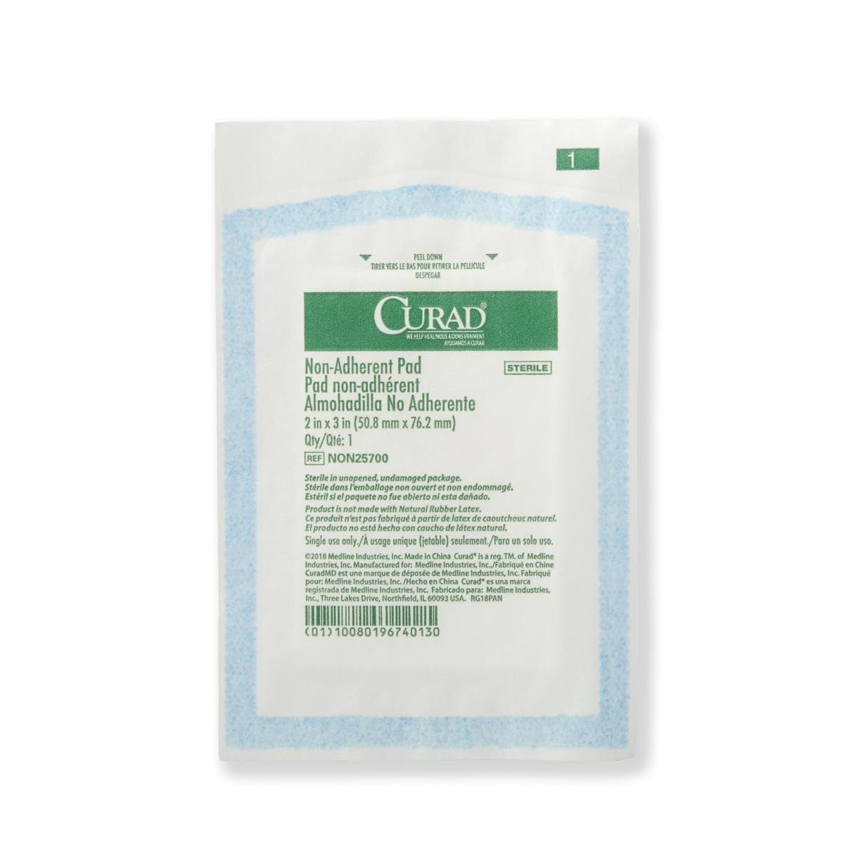 Medline Curad Sterile Nonadherent Pad, 2 x 3 Inch - Each - Image 1