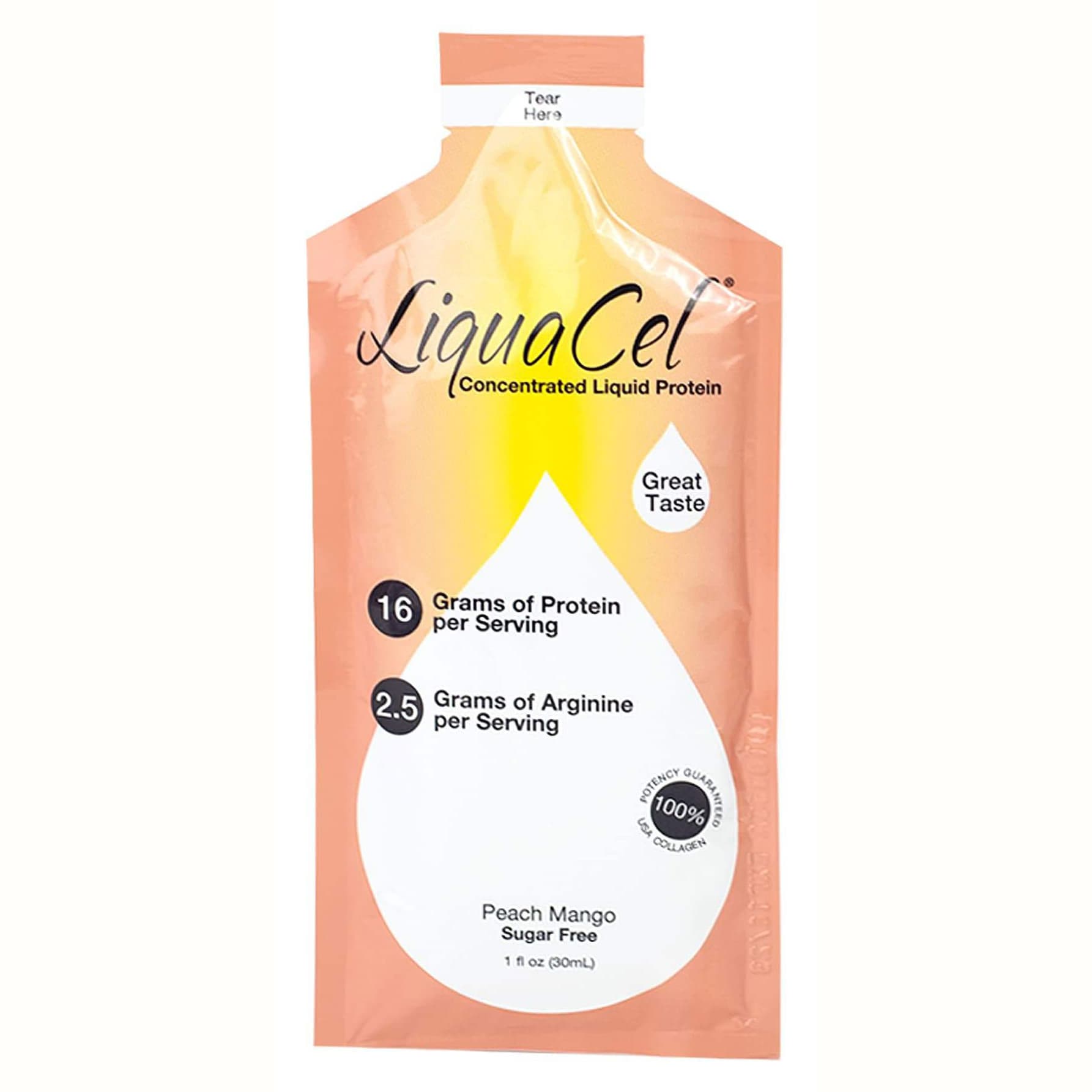 LiquaCel Ready to Use Oral Supplement, Peach Mango, 1 oz - Case of 30 - Image 1