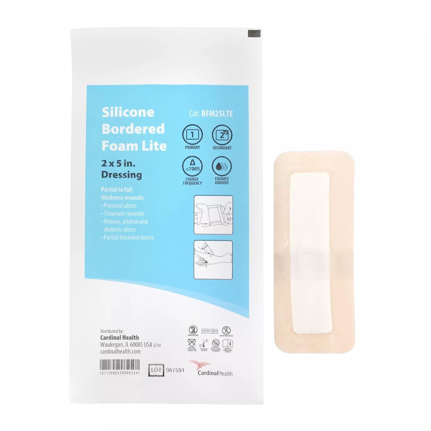 Cardinal Health Silicone Bordered Foam Lite Wound Dressing - Image 3