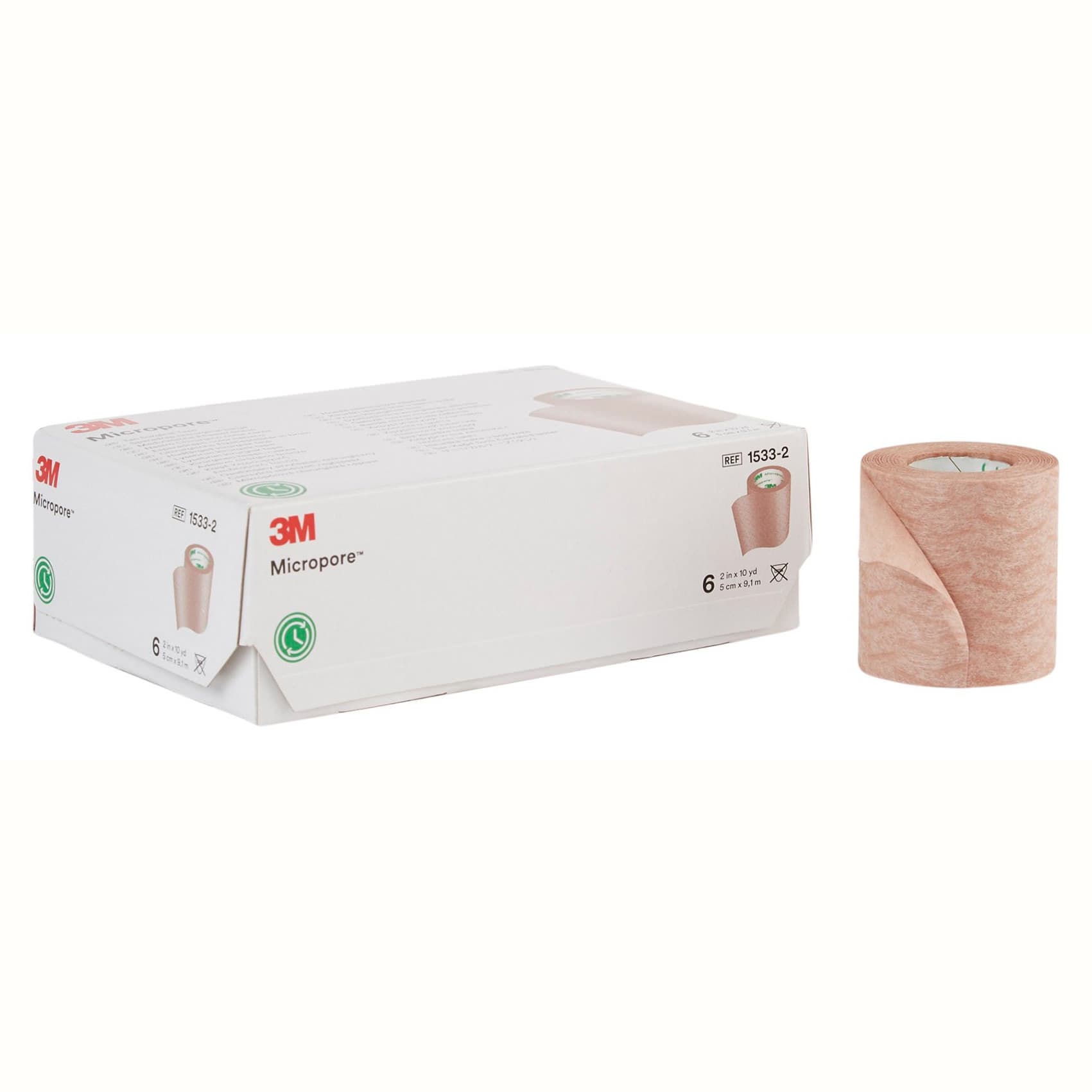 3M Micropore Waterproof Skin Friendly Surgical Tape, 2 Inch x 10 Yards, Tan - Box of 6 - Image 1