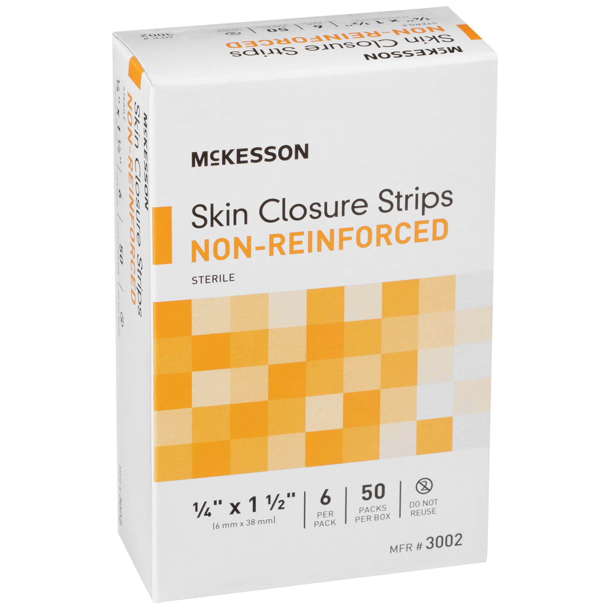 McKesson Skin Closure Strip Sterile, Tan, 1/2 x 4 Inch, Flexible Strip - Box of 50 - Image 1