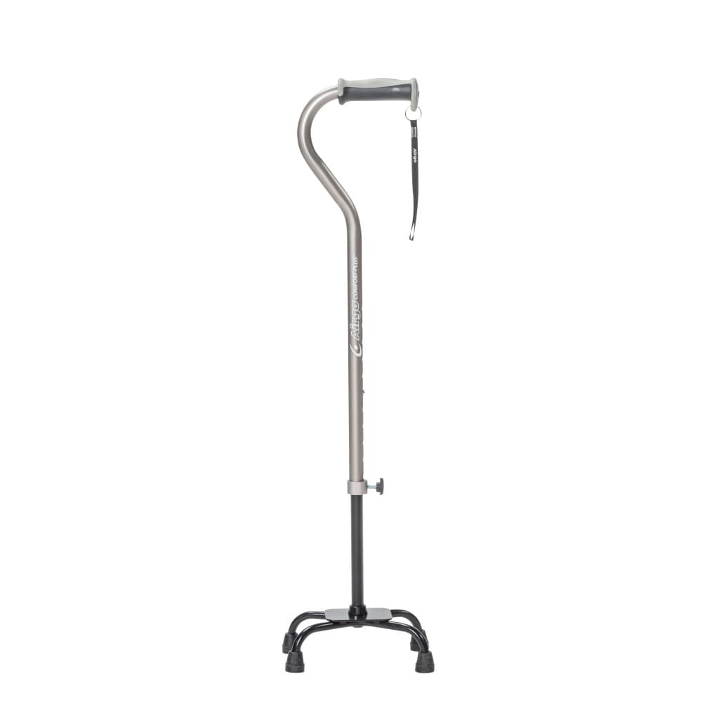Drive Airgo Comfort-Plus Adjustable Quad Canes, Small Base, Charcoal - Case of 2 - Image 1