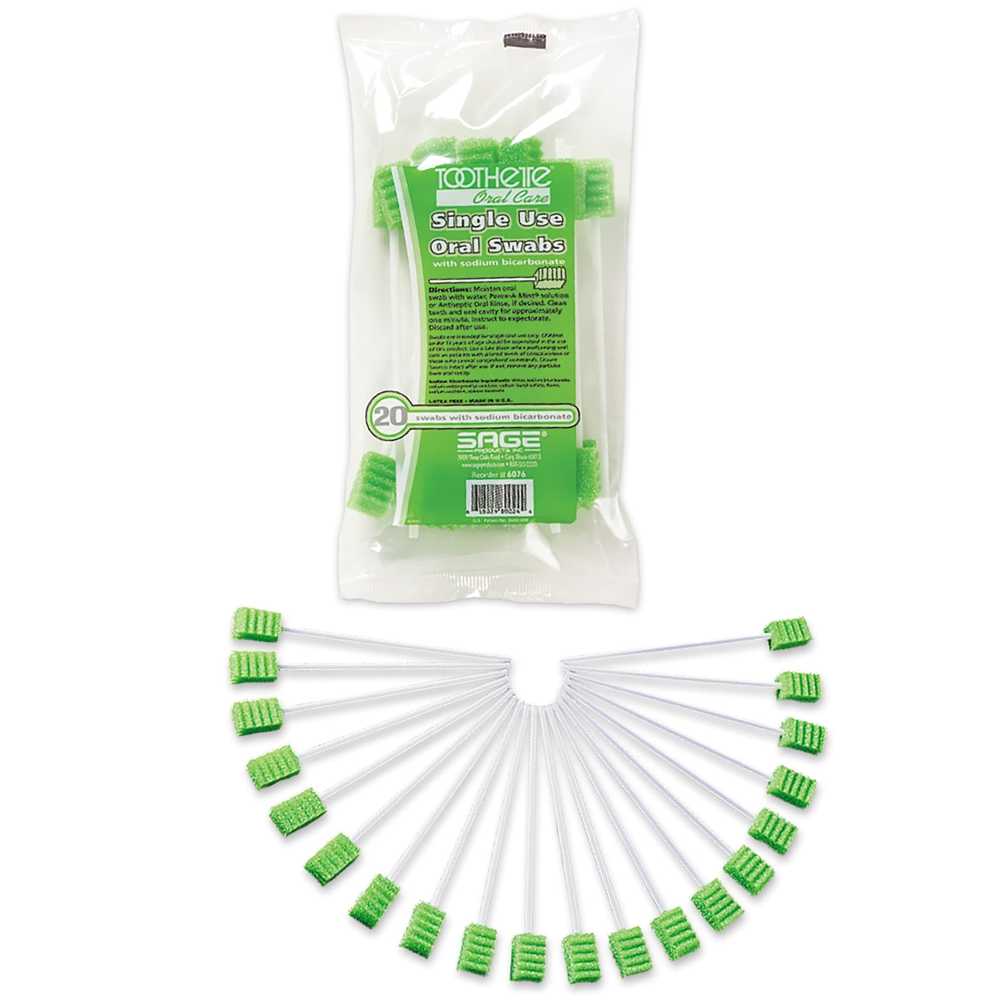 Sage Toothette Plus Single Use Oral Swabs with Sodium Bicarbonate - Case of 1000 - Image 1