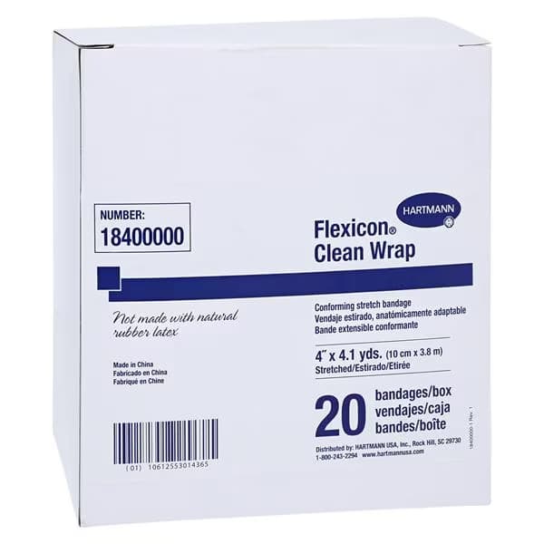 Flexicon Clean Wrap Conforming Bandage, 4 Inch x 4-1/10 Yard - Bag of 20 - Image 1