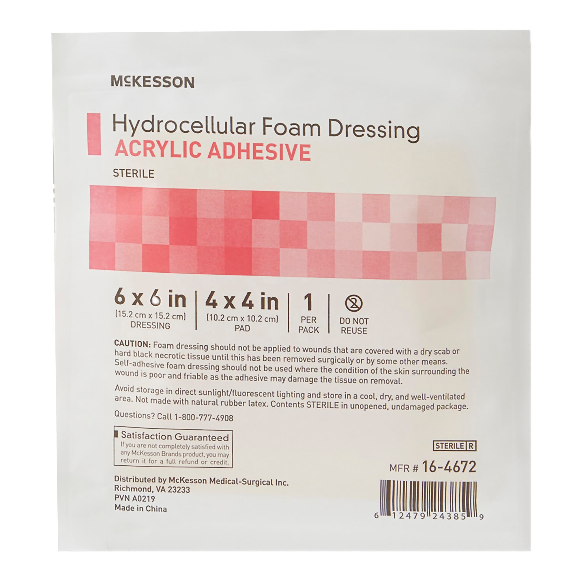McKesson Foam Dressing Film Backing Tan, 6 X 6 Inch, 4 X 4 Inch Pad, Acrylic Adhesive with Border - Each - Image 1