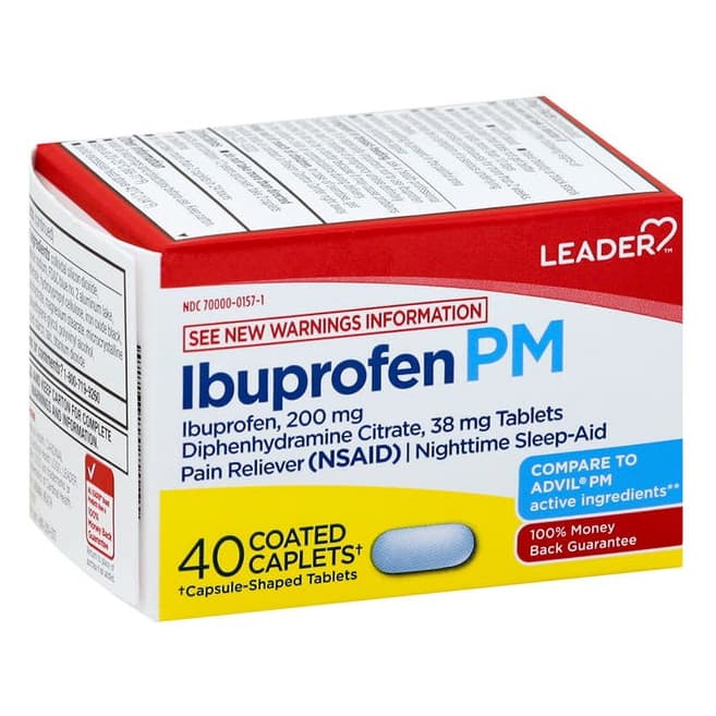 Leader Pain Reliever And Sleep-Aid Coated Caplets - Pack of 40
