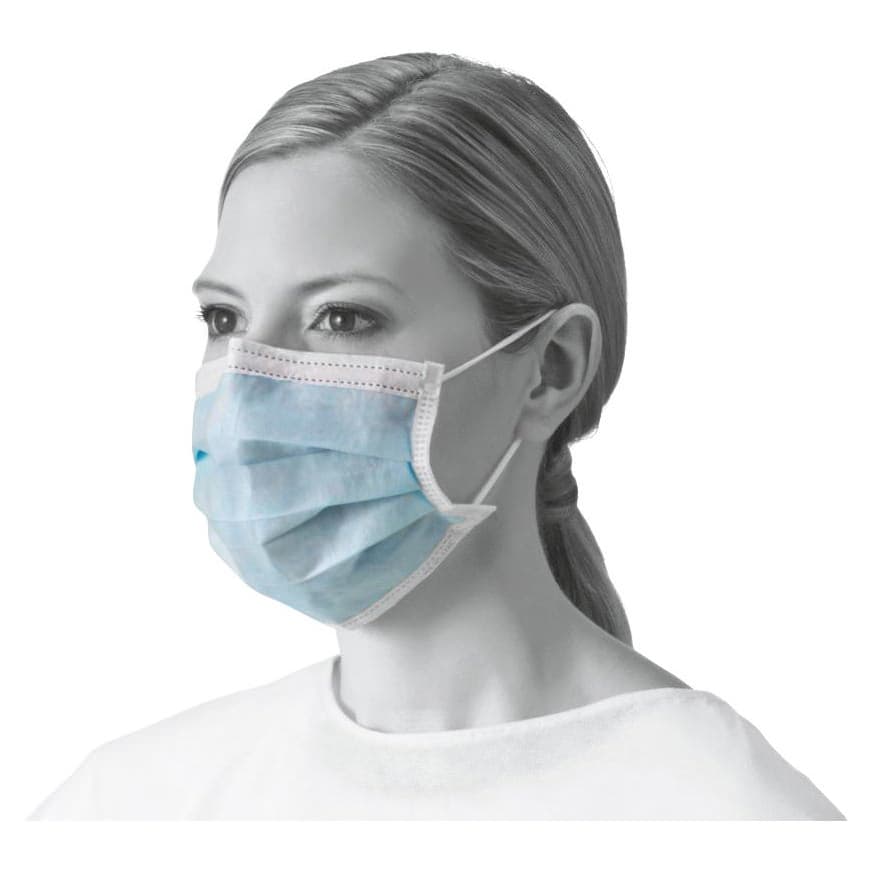 Medline ASTM Level 1 Procedure Face Mask with Ear Loops, Blue - Image 6