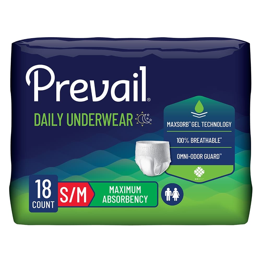 Prevail Maximum Daily Unisex Incontinence Underwear, Small-Medium - Package of 18 - Image 1