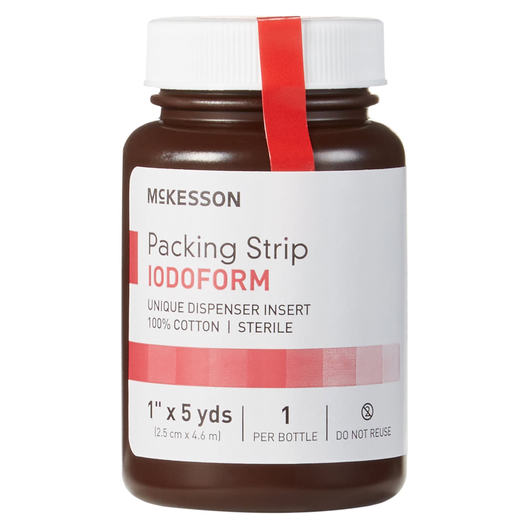 McKesson Wound Packing Strip Pale Yellow Bottle Iodoform Sterile, 1 Inch X 5 Yard, Large - 1 Bottle - Image 1