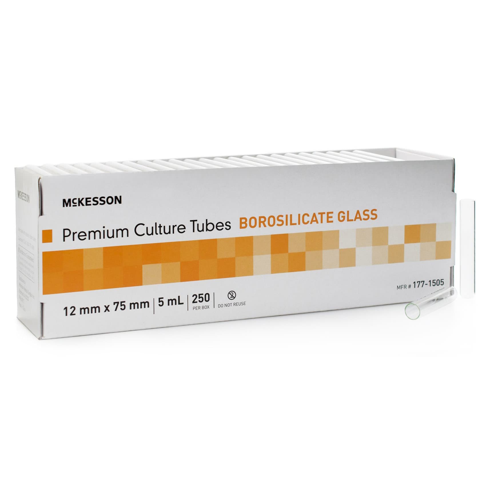 McKesson Test Tube Plain NonSterile Clear Tube, 12 x 75 mm, 5 mL - Box of 250 - Image 1