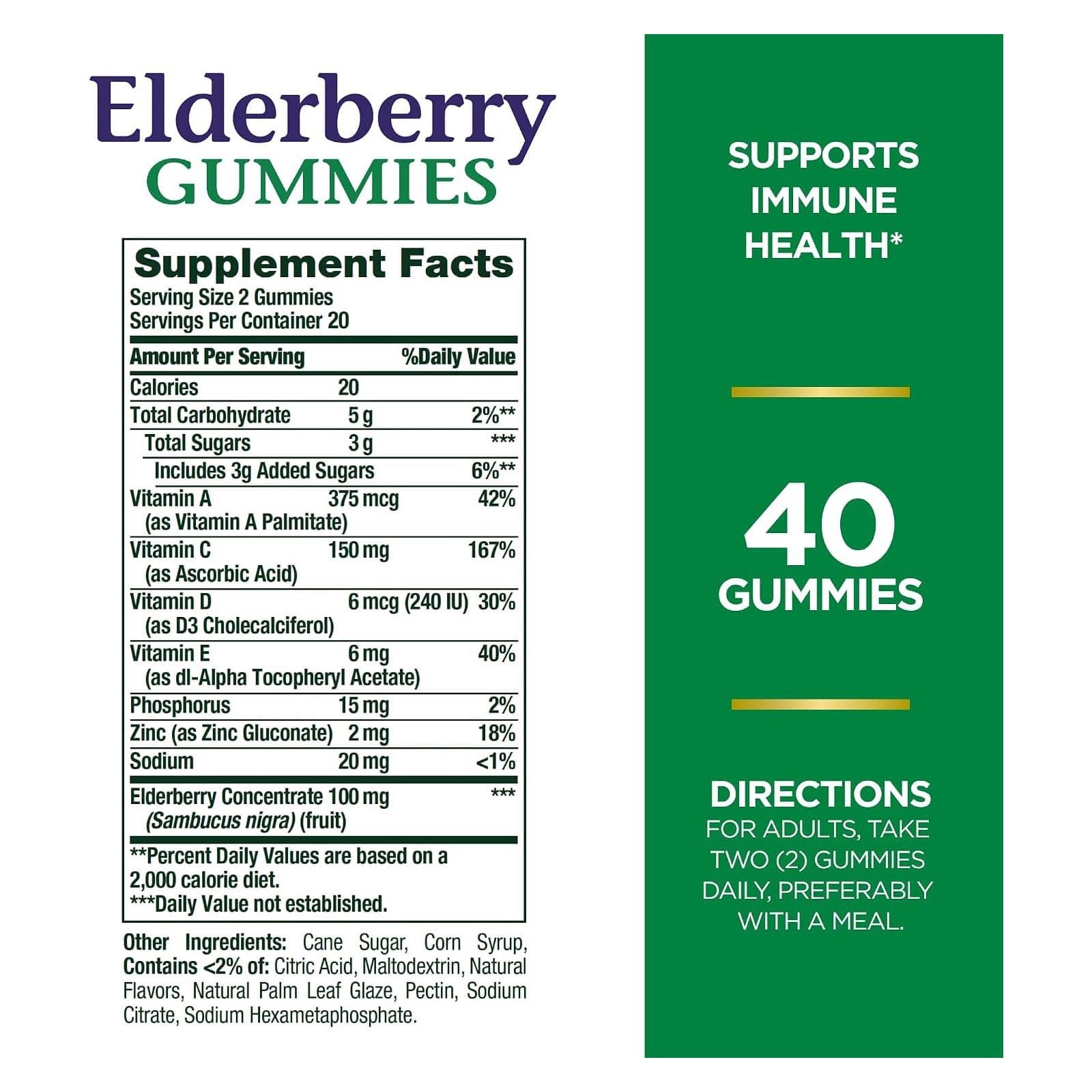 Nature's Bounty Elderberry Gummies - Bottle of 40 - Image 2
