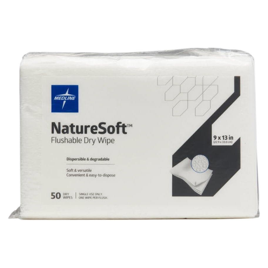 Medline NatureSoft Flushable Dry Cleansing Wipes - Bag of 50 - Image 1