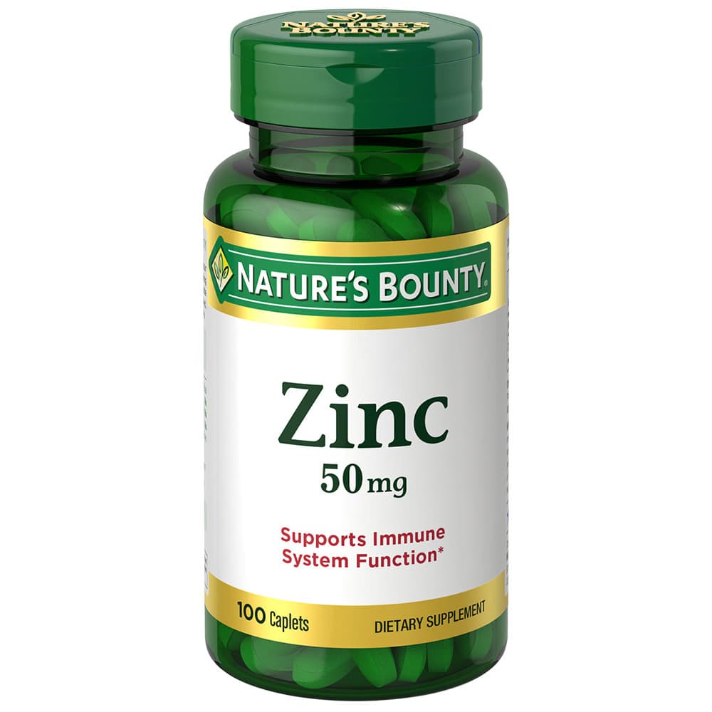 Nature's Bounty Zinc Caplets, 50mg - Bottle of 100