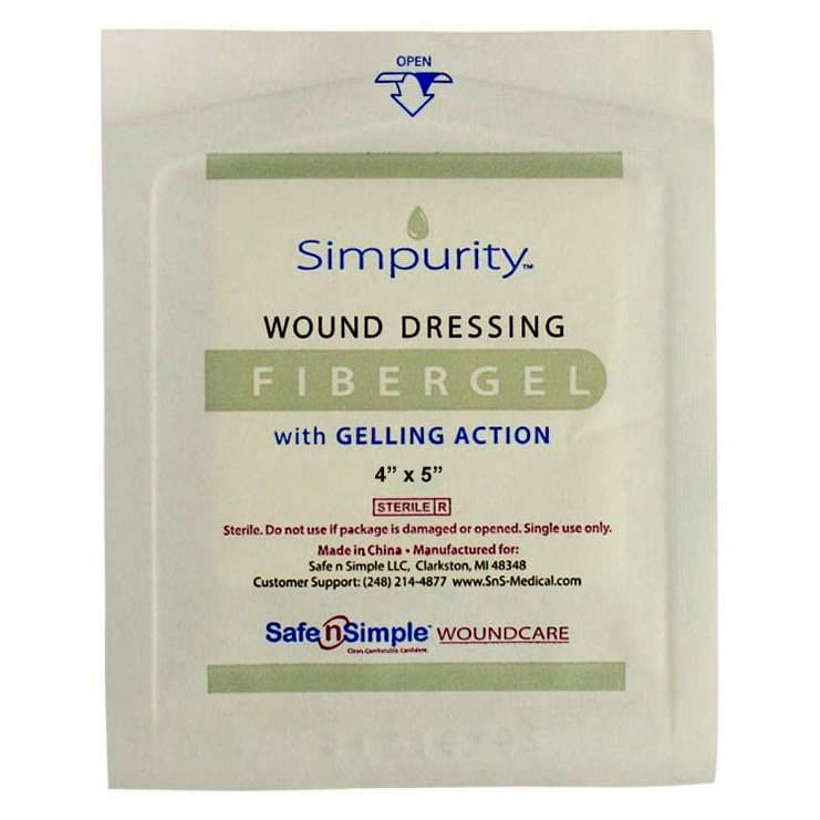 Simpurity FiberGel Wound Dressing, 4 x 5 Inch - Each - Image 1