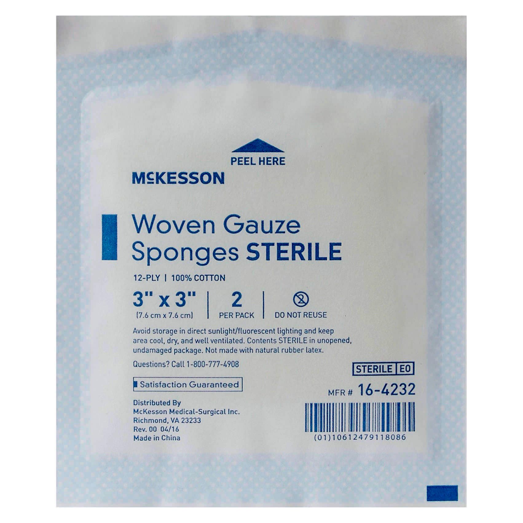 McKesson Sterile Gauze Sponges, 12-Ply, 3 x 3 Inch - Image 1
