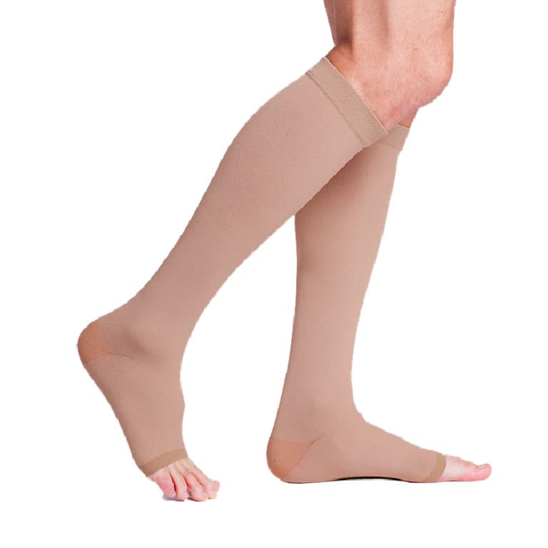 Sigvaris Unisex Natural Rubber Calf High Compression Socks, 50-60mmHg, Beige, Large Full Short - Pair - Image 1