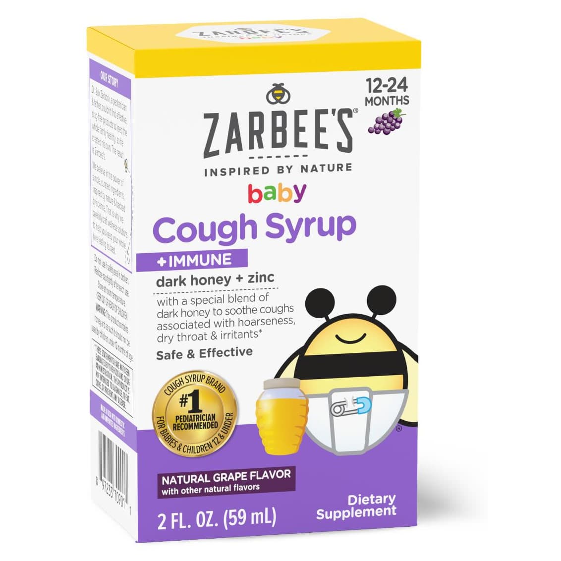 Zarbees Baby Cough Syrup + Immune with Dark Honey, 2 oz - Case of 12 - Image 3