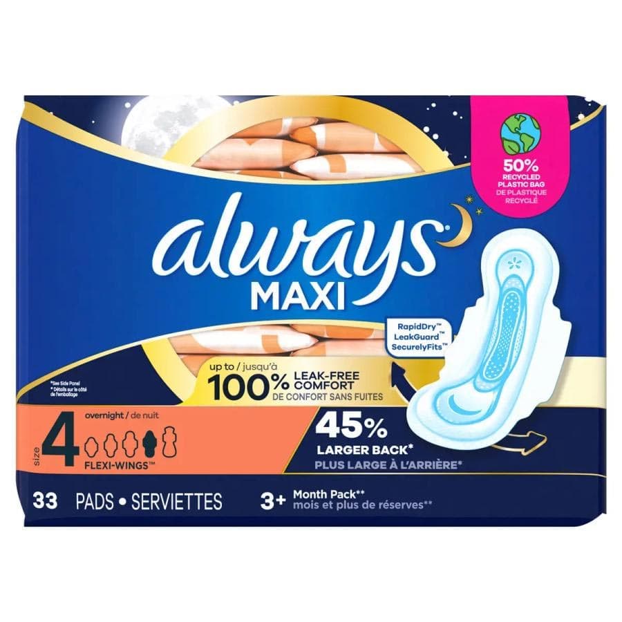 Always Maxi Overnight Pads with Wings for Women - Image 1
