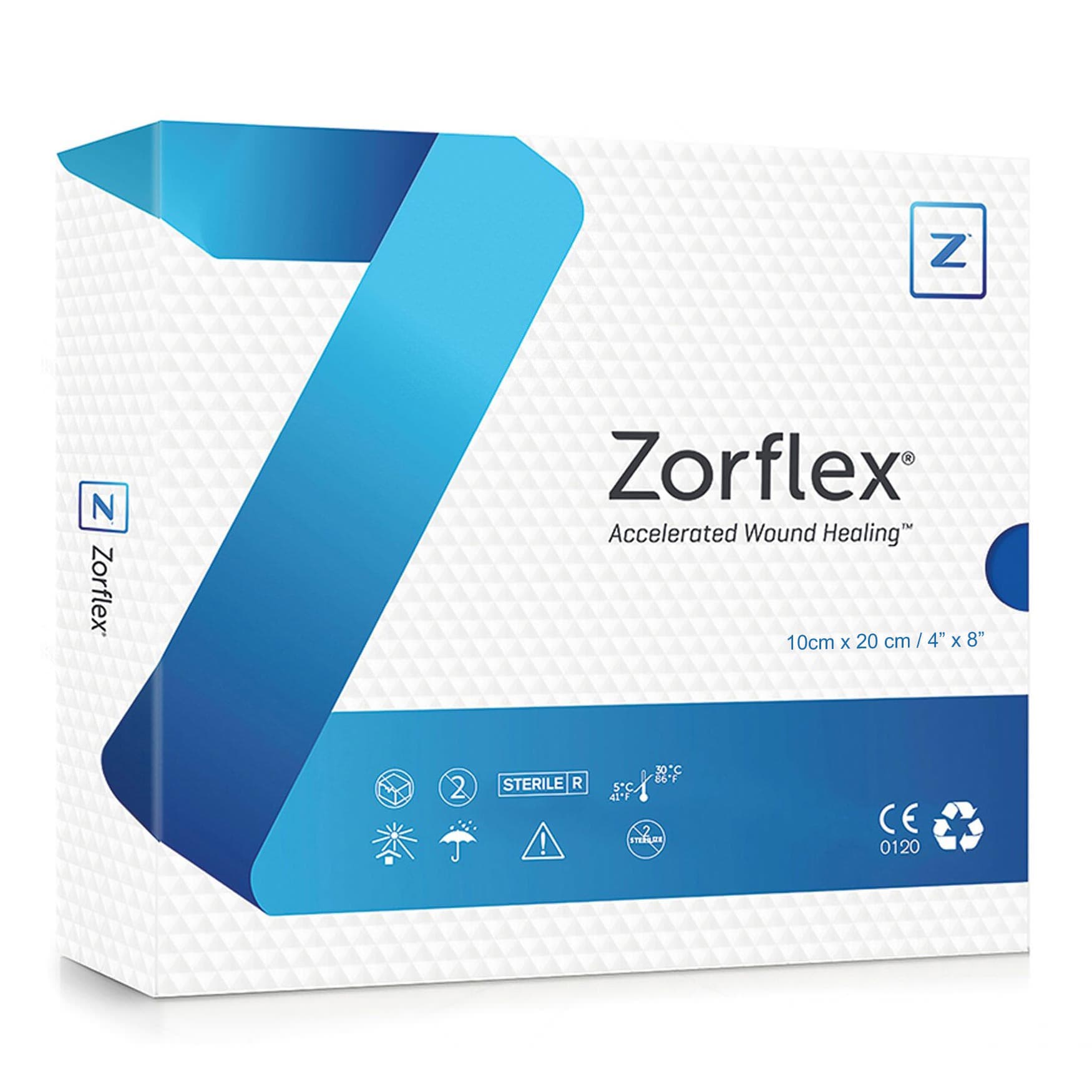 Zorflex Activated Carbon Wound Contact Dressing, 4 x 8 Inch - Box of 10 - Image 1