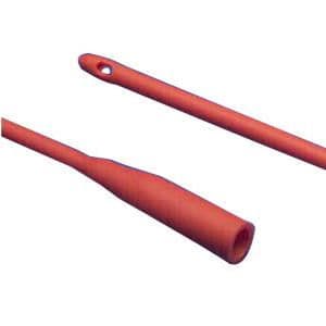 Dover Red Rubber Hydrophilic Coating Catheter, Coude Tip, 8 Fr - Carton of 12 - Image 1