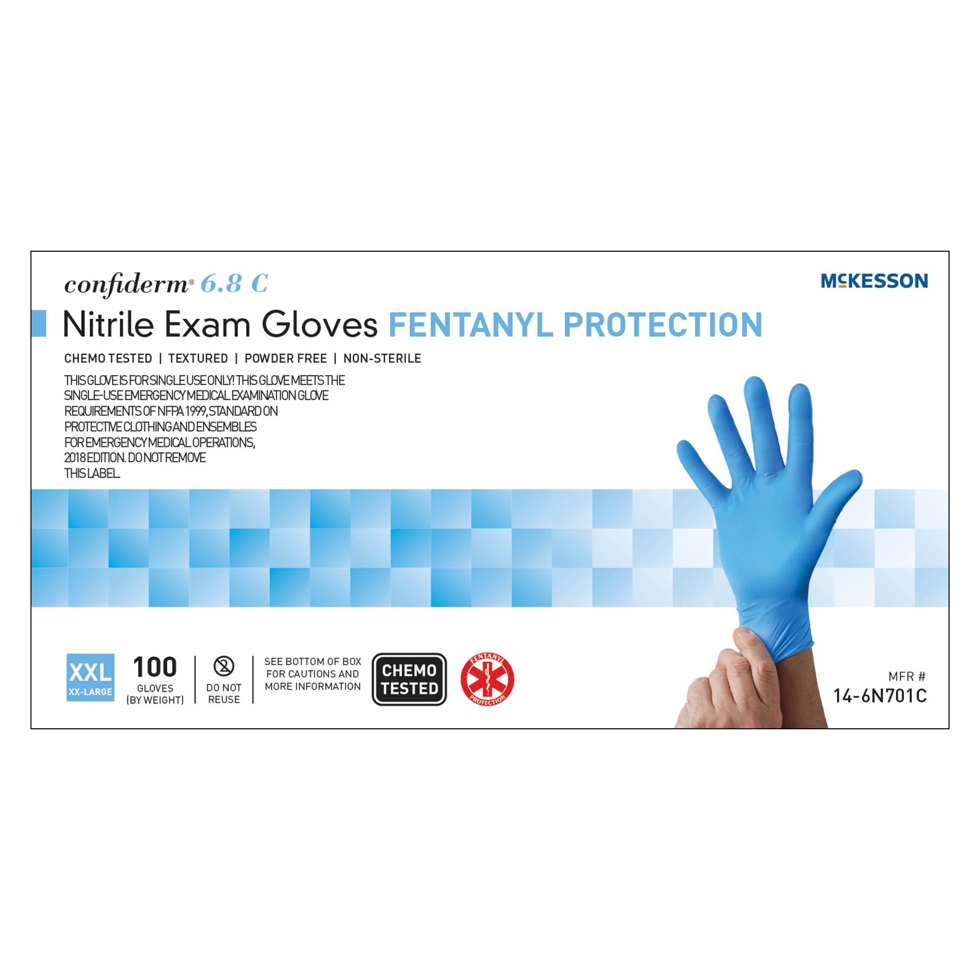 McKesson Confiderm 6.8C Nitrile Exam Gloves, 2XLarge - Box of 100 - Image 1
