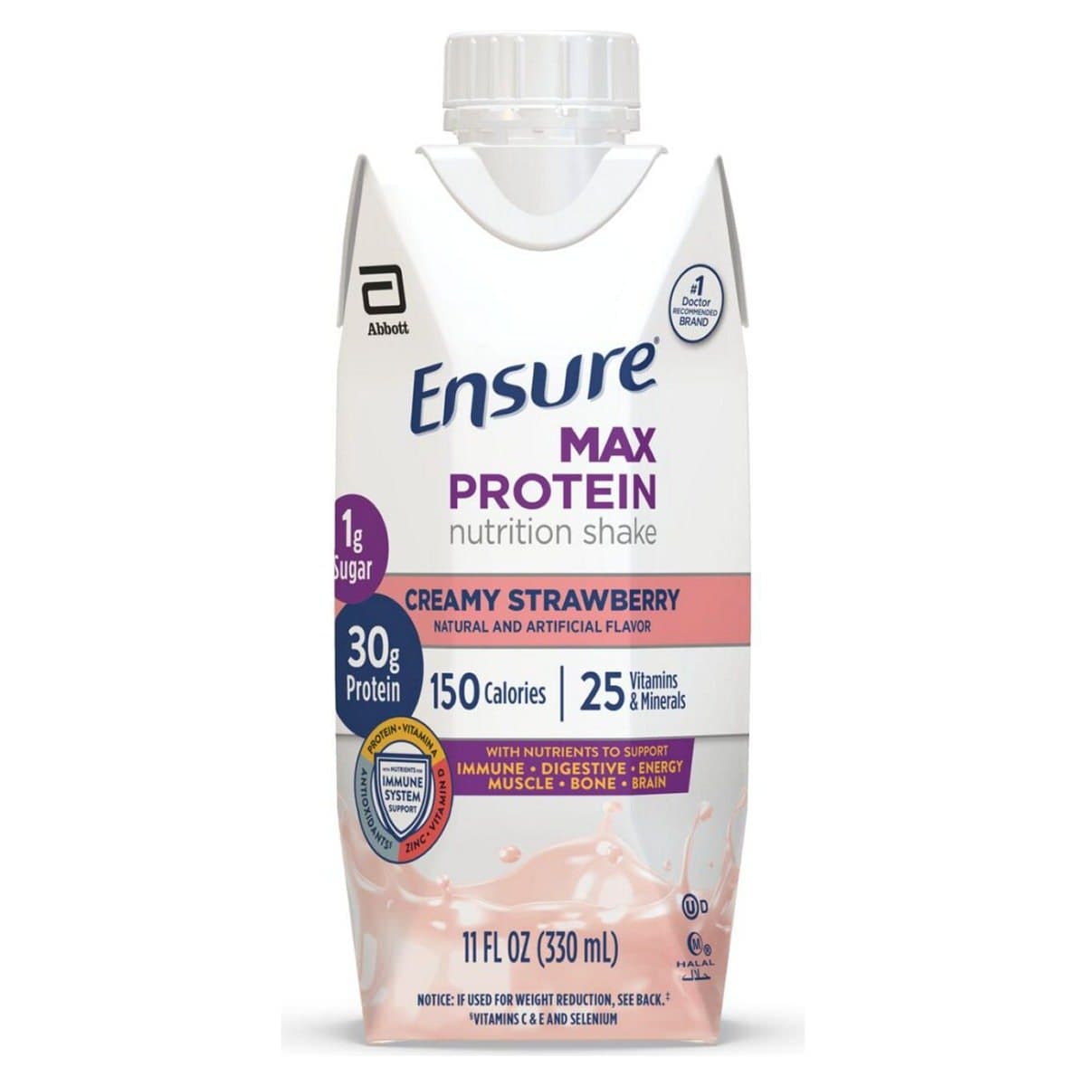 Ensure Max Protein Nutritional Shake, Strawberry, 11 oz - Case of 12 - Image 1