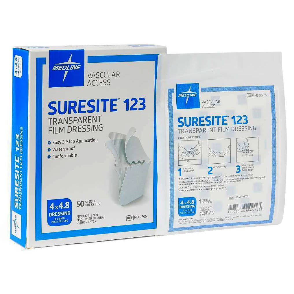 Suresite 123 Transparent Film Dressing, Sterile, 4 x 4.8 Inch - Box of 50 - Image 1