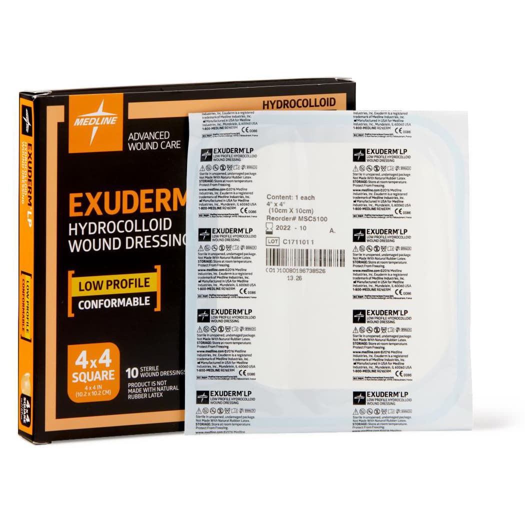 Exuderm LP Hydrocolloid Wound Dressing, Sterile, 4 x 4 Inch - Box of 10 - Image 1