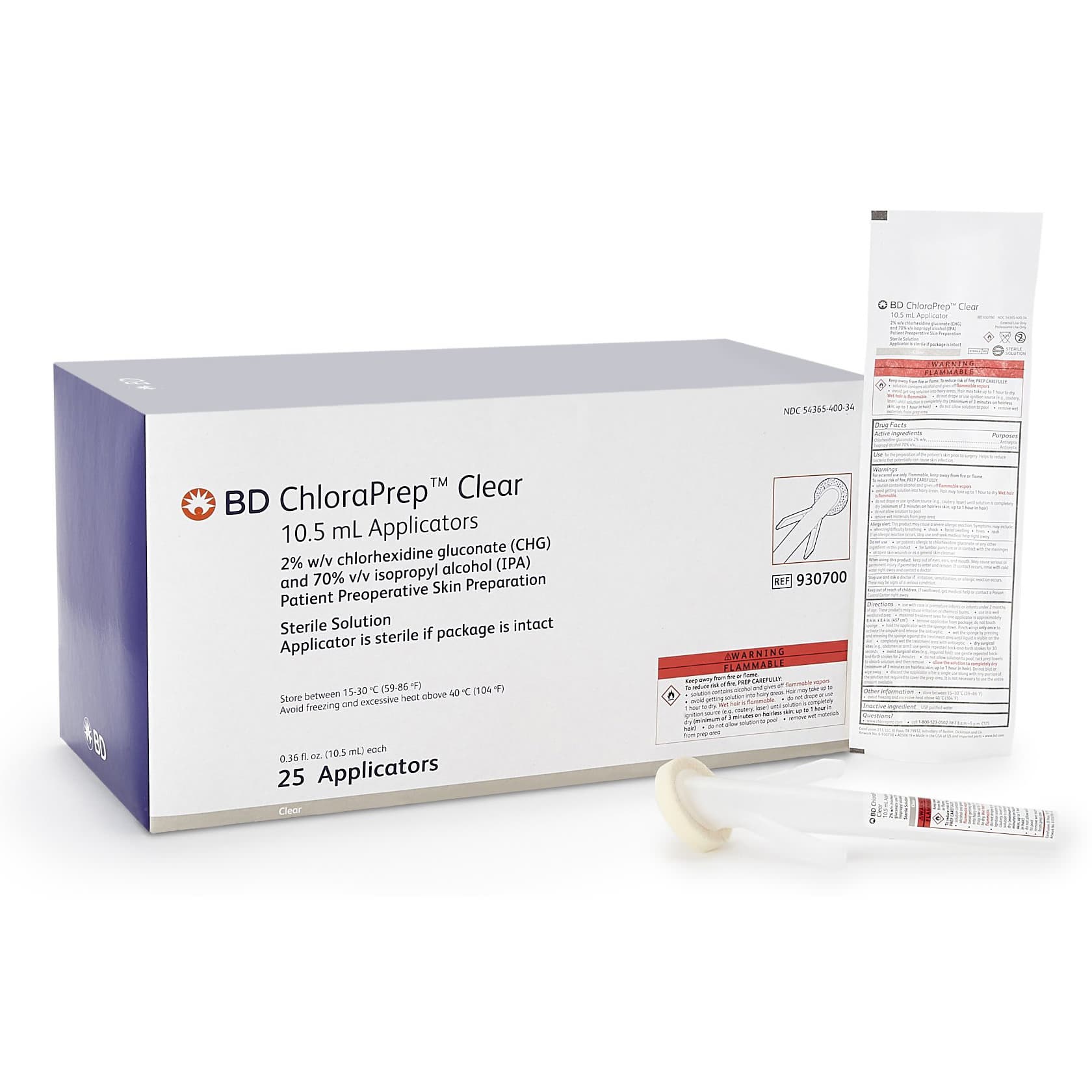 ChloraPrep Clear Skin Prep Solution Foam Applicator, 10.5 mL - Case of 100 - Image 1