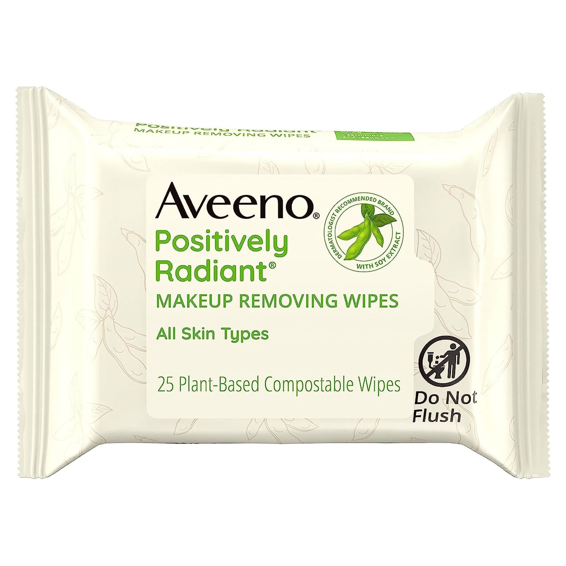 Aveeno Positively Radiant Makeup Remover Wipes - Pack of 25 - Image 1