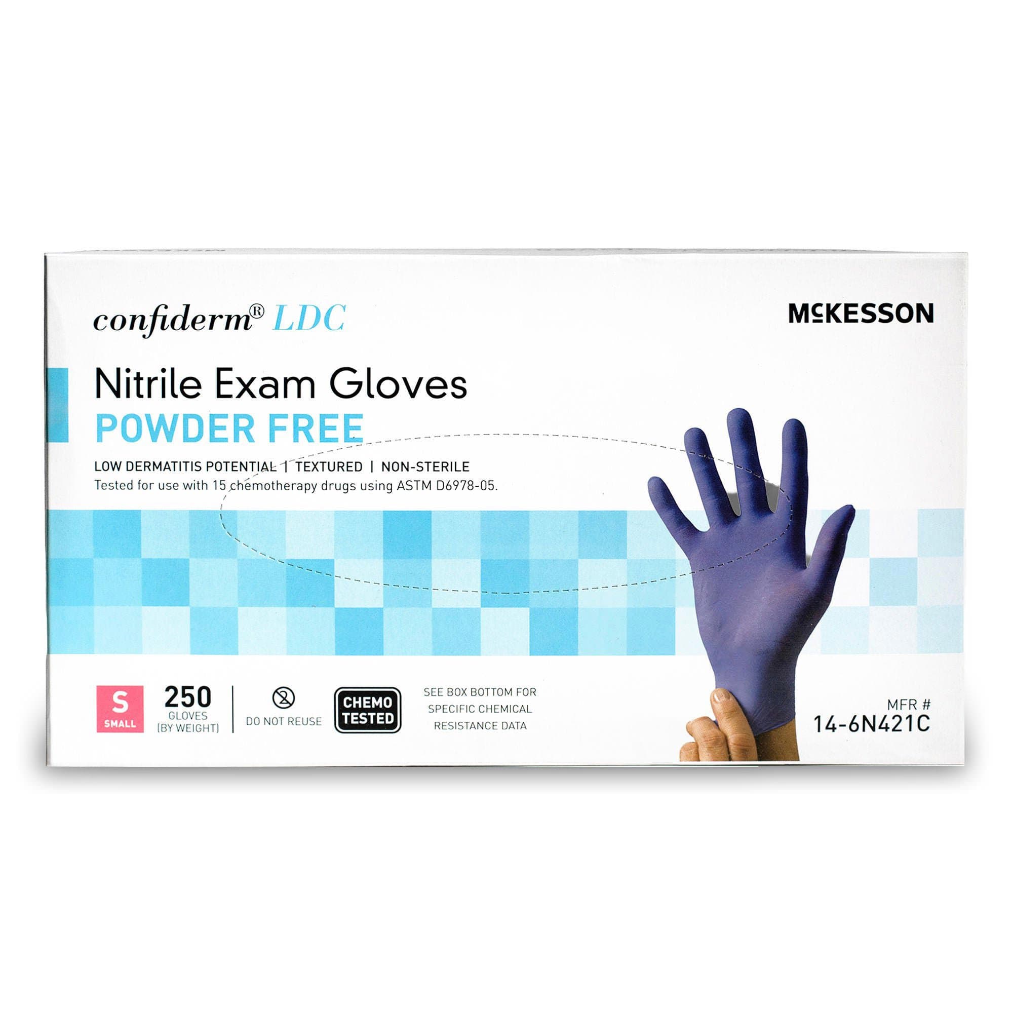 McKesson Confiderm LDC Nitrile Exam Glove, Blue, Small - Case of 2500 - Image 1
