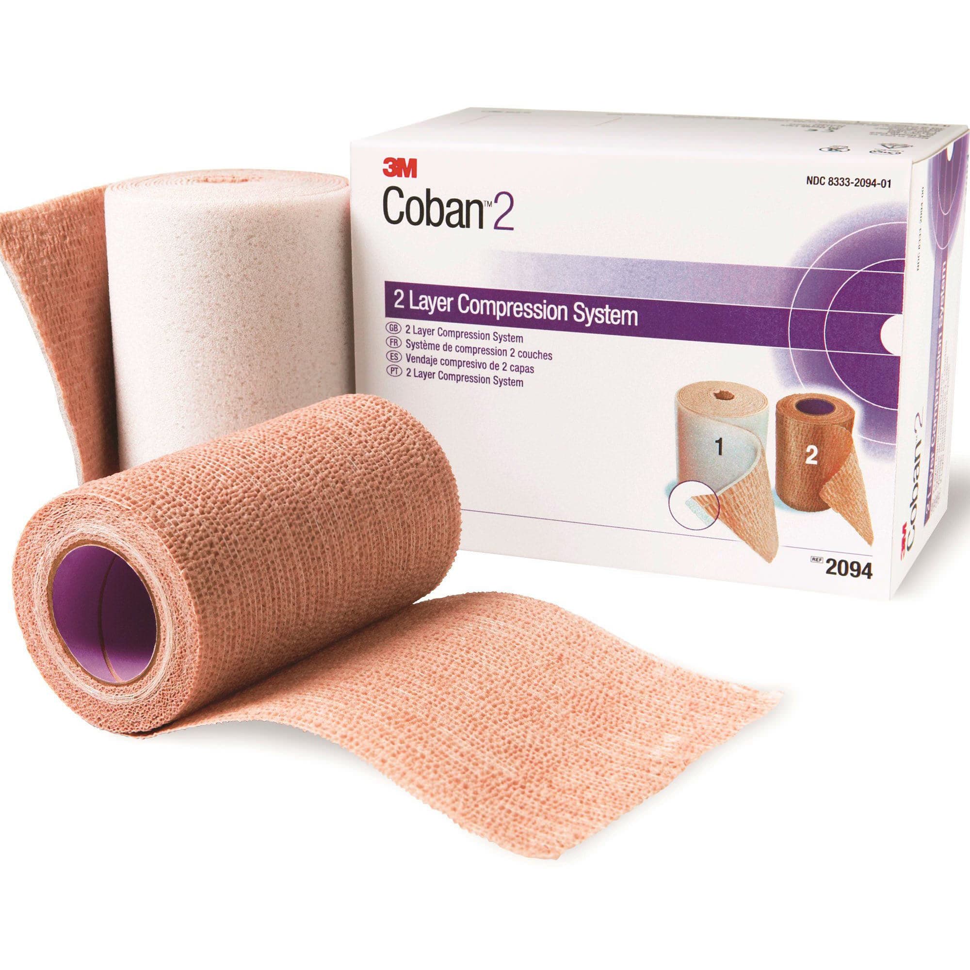 3M Coban 2 Layer Compression Bandage, 4" x 2-9/10 Yard, 4" x 5-1/10 Yard - Case of 8 - Image 1