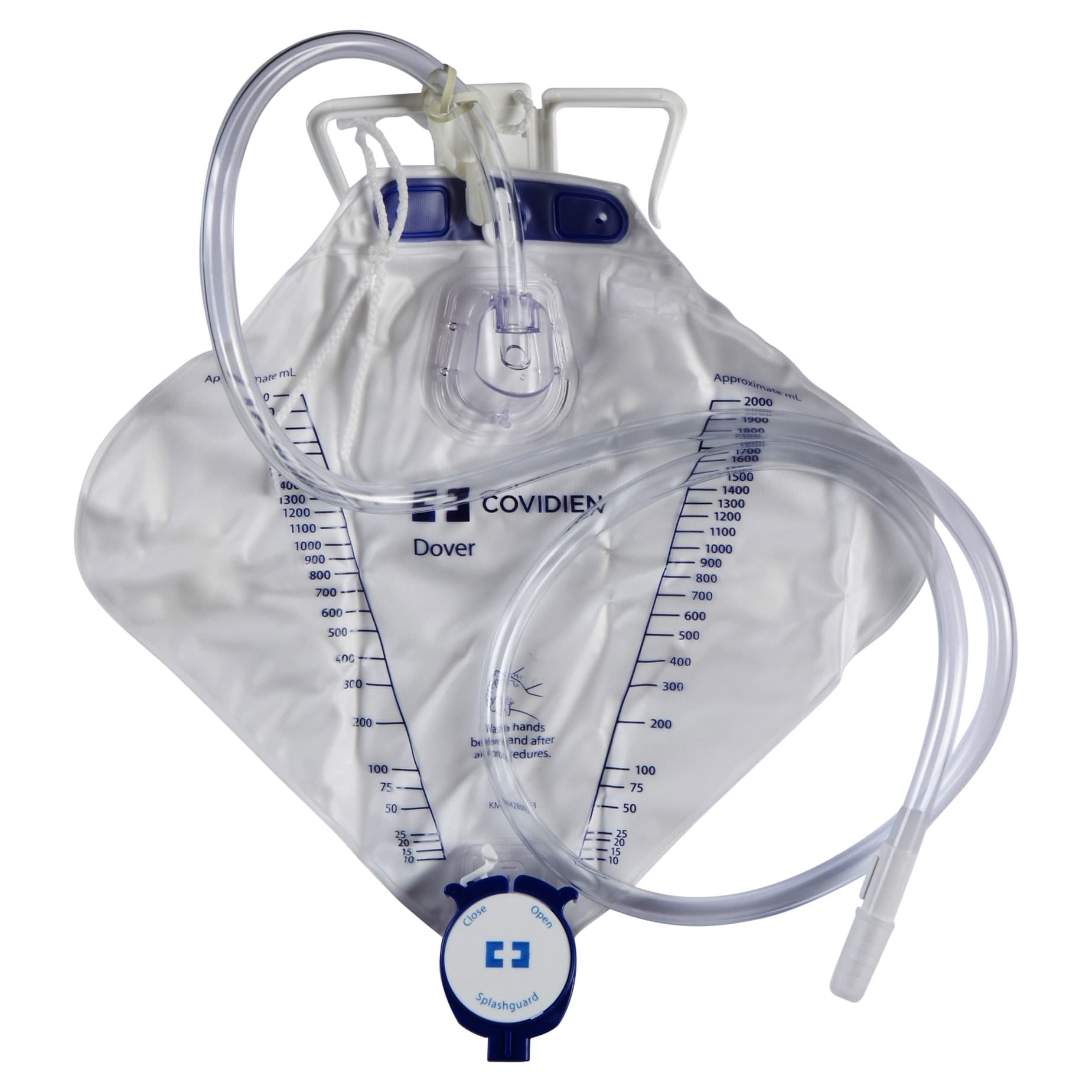 Dover Anti-Reflux Barrier Urinary Drainage Bag, 2000 mL - Case of 20 - Image 1