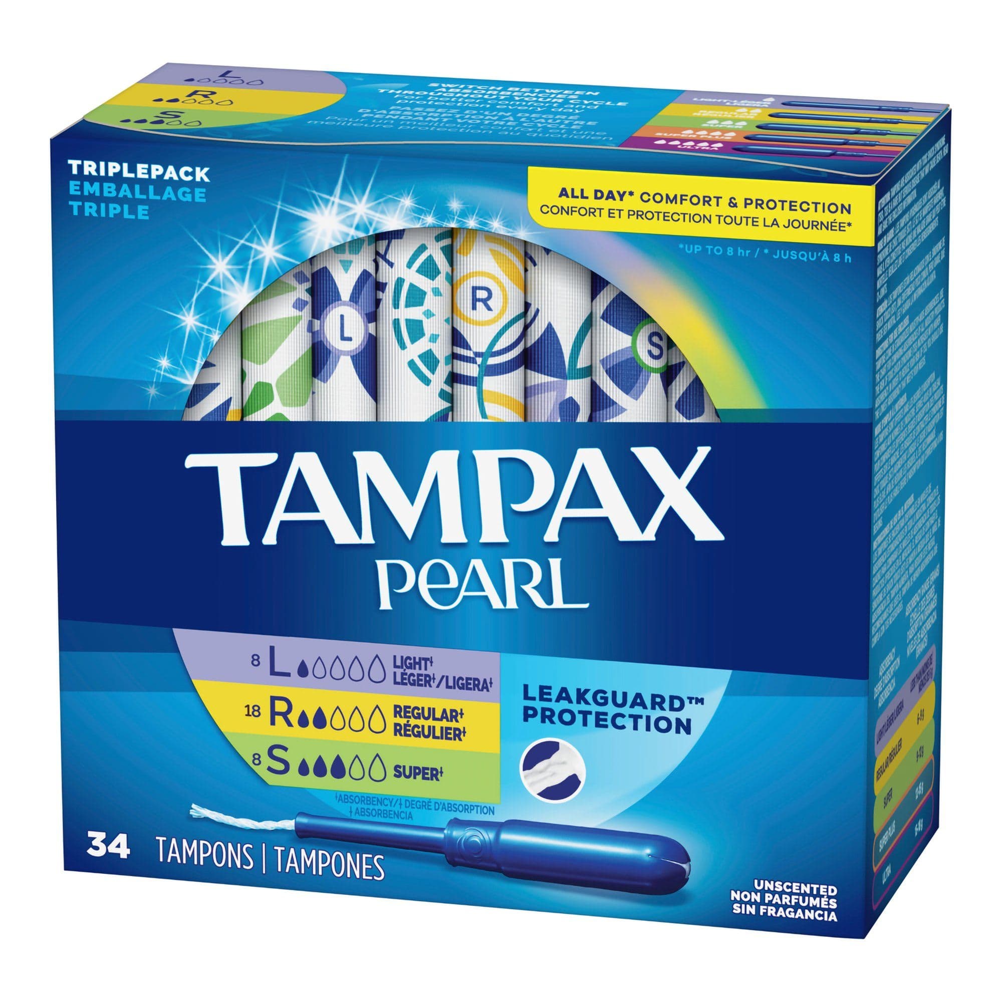 Tampax Pearl Light-Regular-Super Absorbency Plastic Applicator - Box of 34 - Image 3