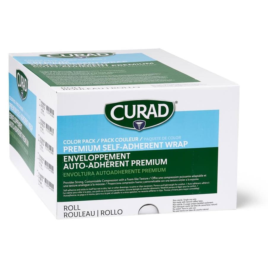 Medline CURAD CP Premium Self Adherent Wrap, Multiple Colors, 4 Inch x 5 Yard - Case of 24 - Image 1