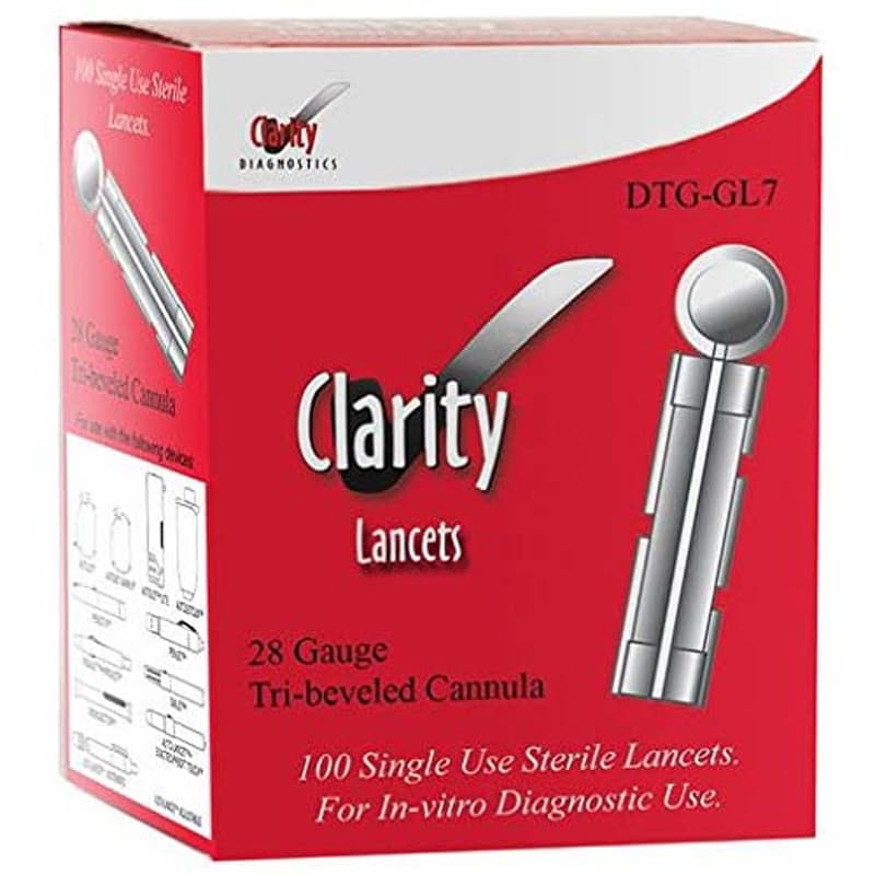 Clarity Diagnostics Twist Top Lancets, 28 Gauge, Non-Safety - Box of 100 - Image 1