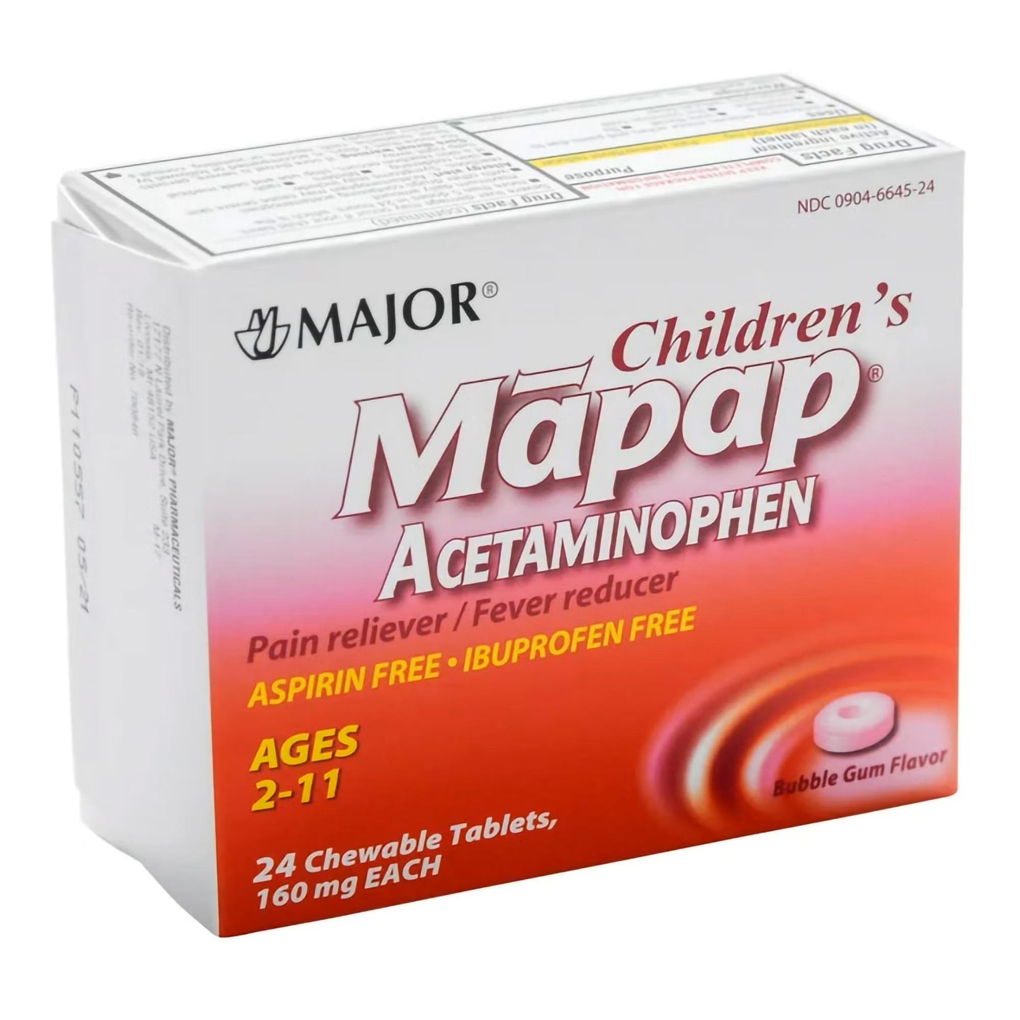 Mapap Children's Pain Relief Chewable Tablet, Bubble Gum Flavor - Box of 24 - Image 2