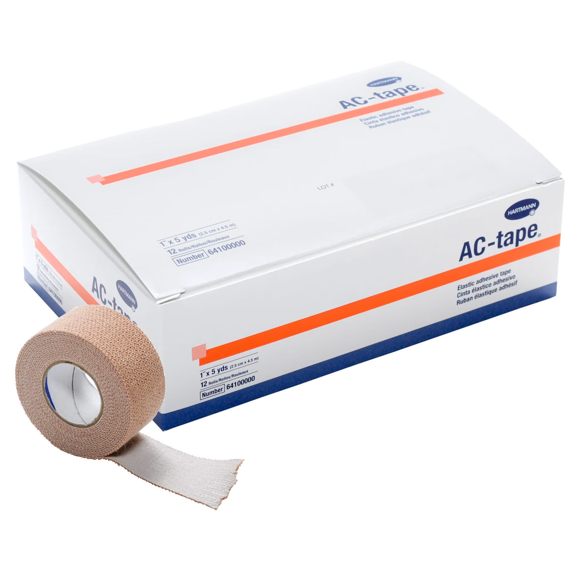 AC-Tape Mid-Strength Athletic Tape, Tan, NonSterile, 1 Inch x 5 Yard - Box of 12 - Image 1