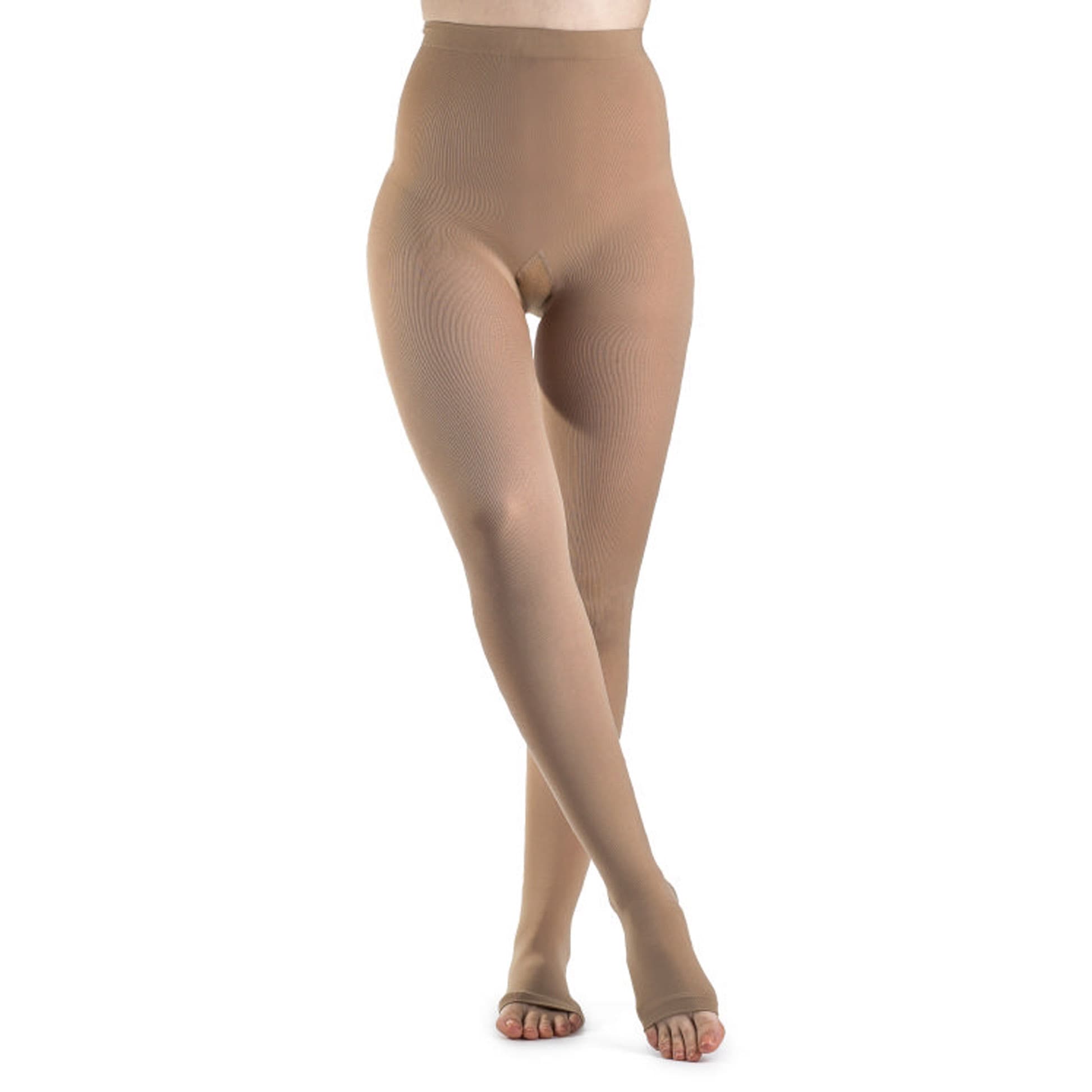 Sigvaris Women's Style Soft Opaque Pantyhose 20-30mmHg Open Toe, Medium-Long, Nude - Pair - Image 1