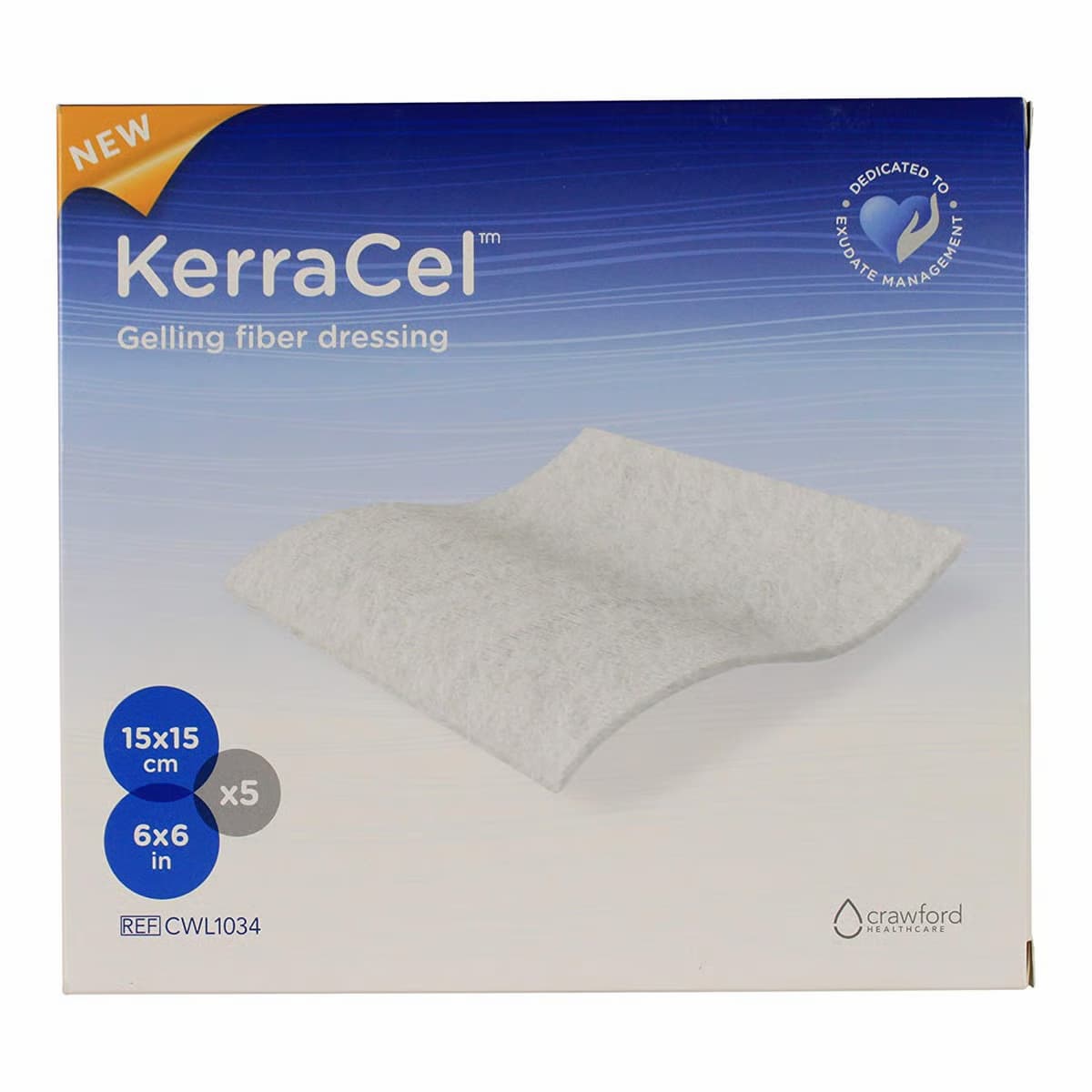 KerraCel Absorbent Gelling Fiber Dressing, 6" x 6" - Box of 5 - Image 1