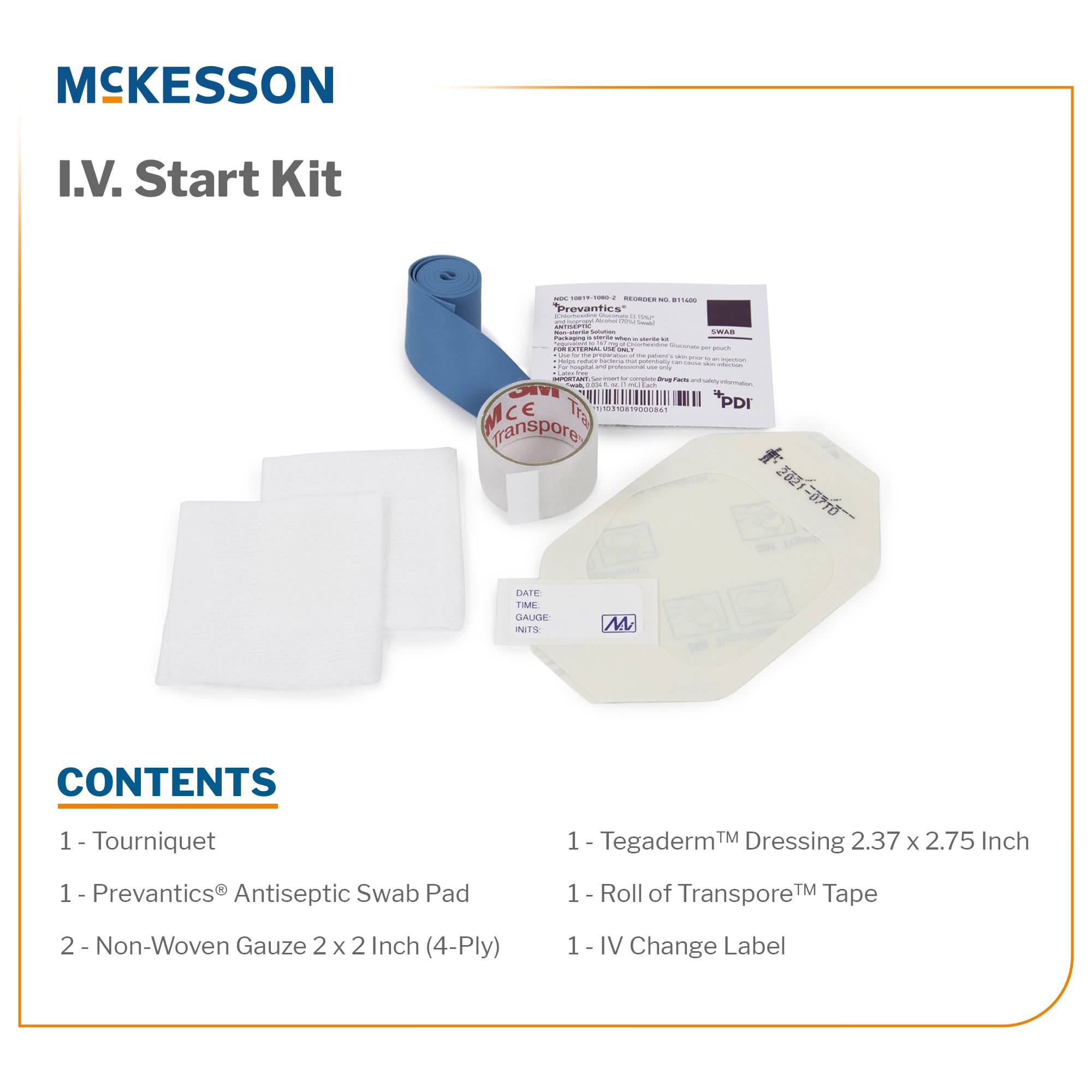 Mckesson IV Start Kit, With Prevantic Antiseptic Swab Pad - Image 2
