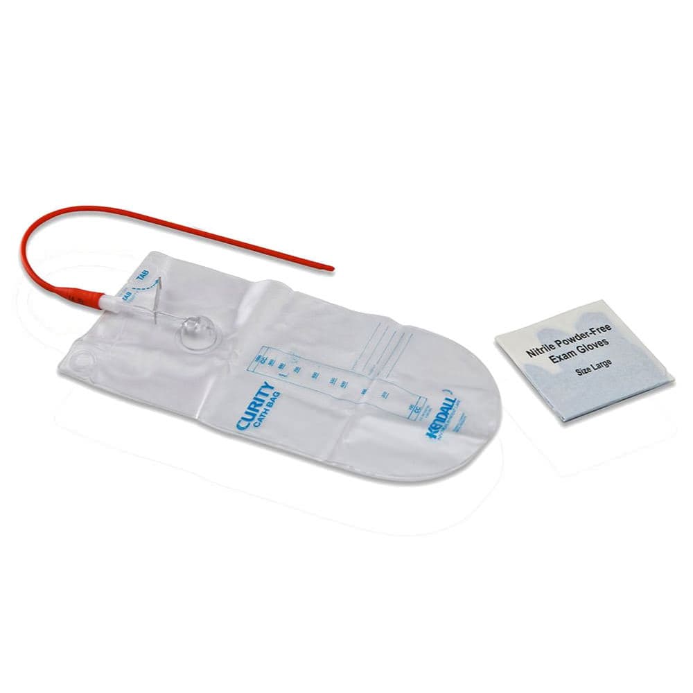 Curity Closed Urethral Catheter Tray with Red Rubber Catheter, Accessories - Image 1