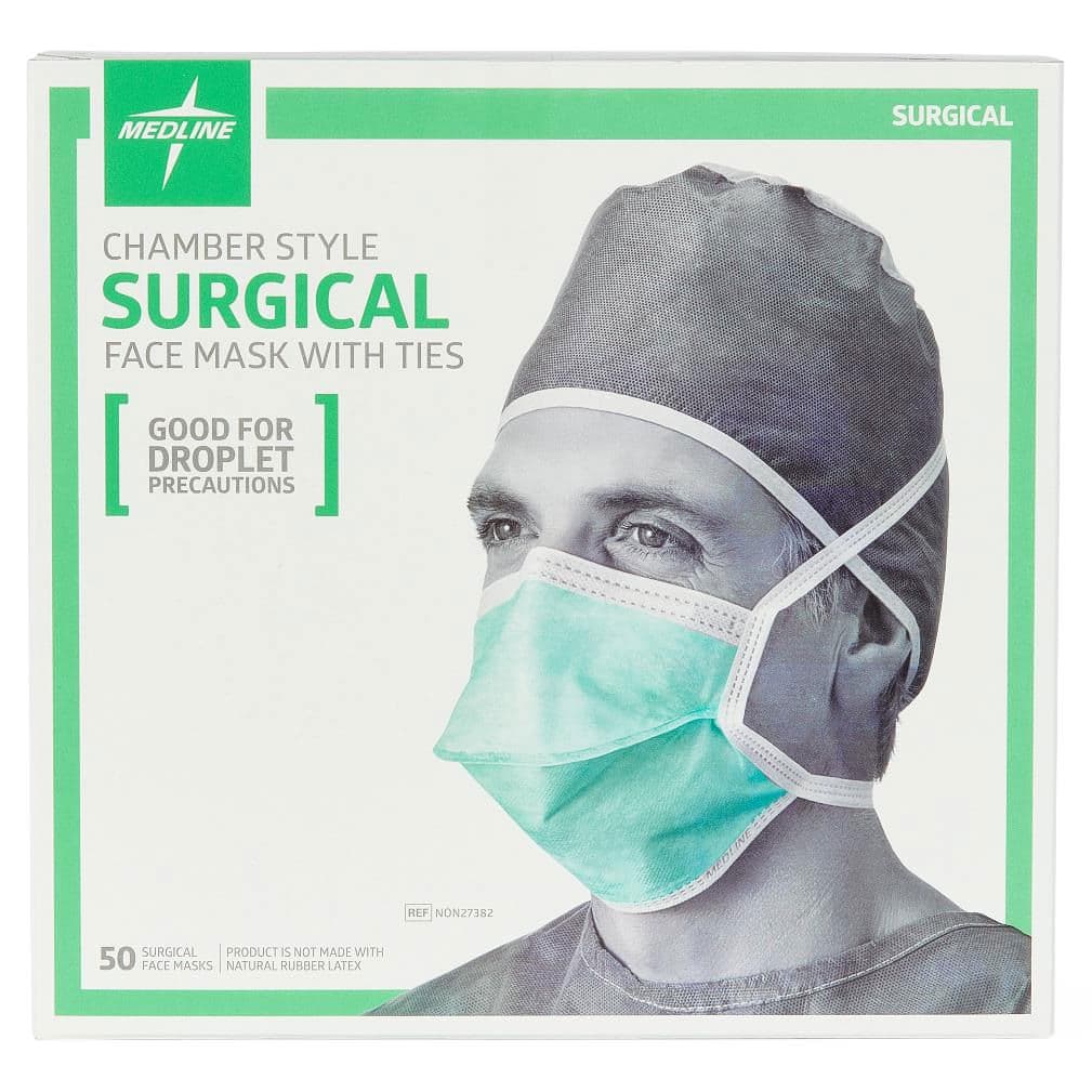 Medline ASTM Level 1 Duckbill Surgical Mask with Ties - Case of 300 - Image 1