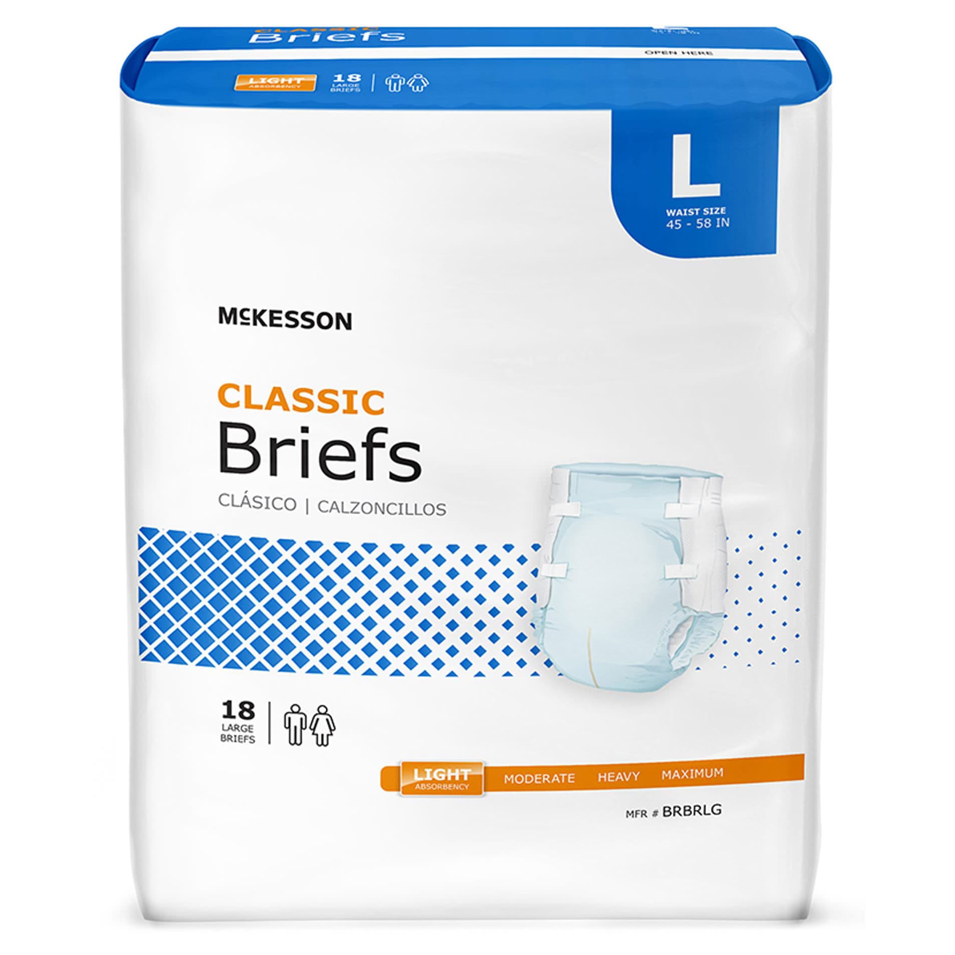 McKesson Classic Incontinence Briefs, Large - Case of 72 - Image 1