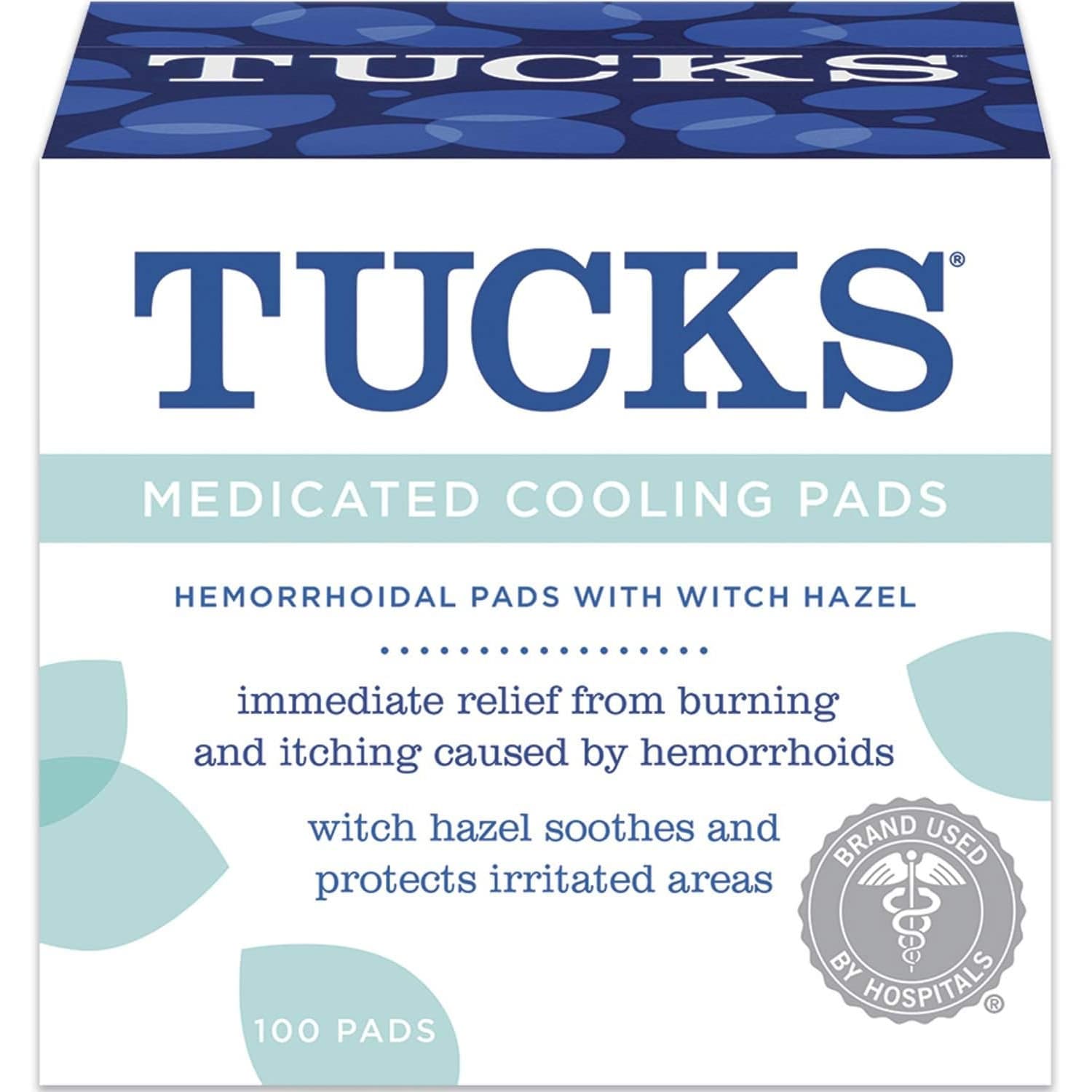 TUCKS Medicated Cooling Pad Hospital Pack, 100 Count - Case of 12 - Image 1