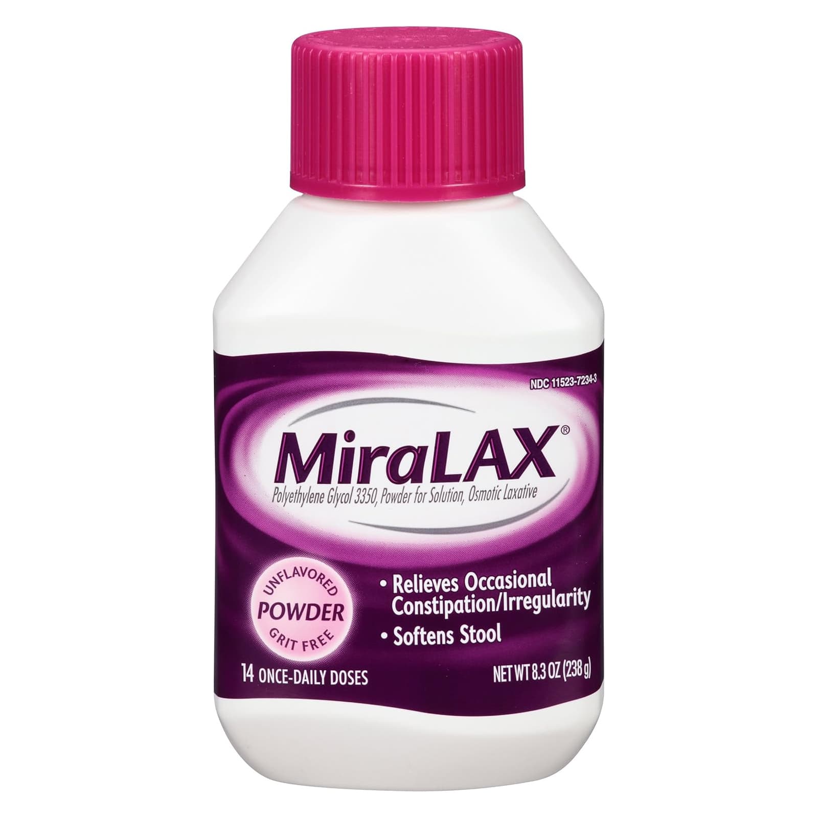 MiraLAX Polyethylene Glycol 3350 Laxative Powder, Unflavored, 8.3 oz - Image 2